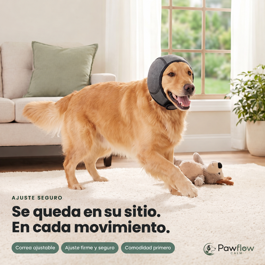 Perro corriendo con las orejeras bien ajustadas